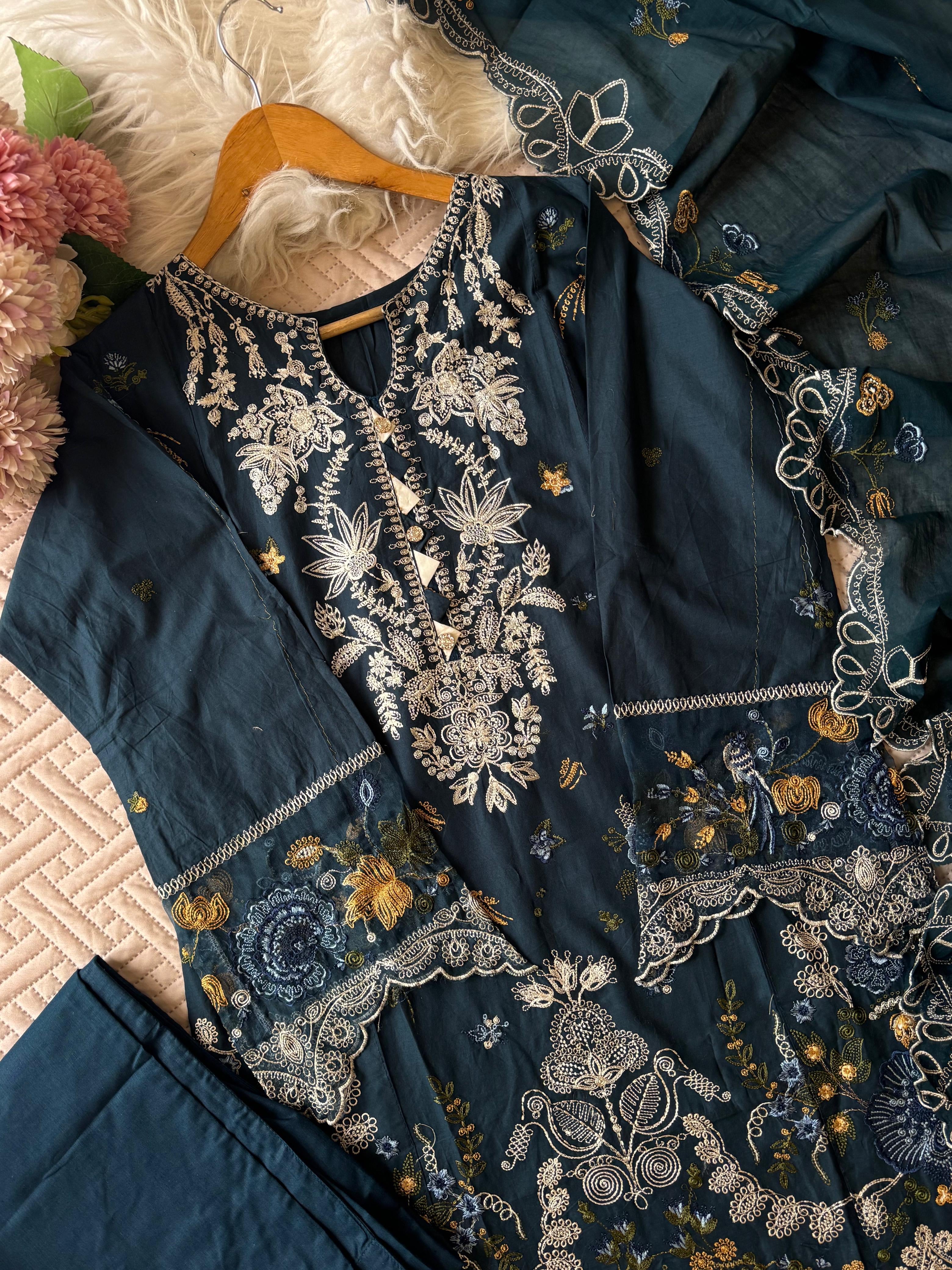 Cotton Embroidered Suit-2251