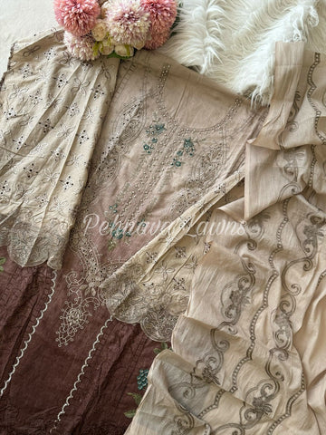 Cotton Embroidered Suit with Cotton Dupata