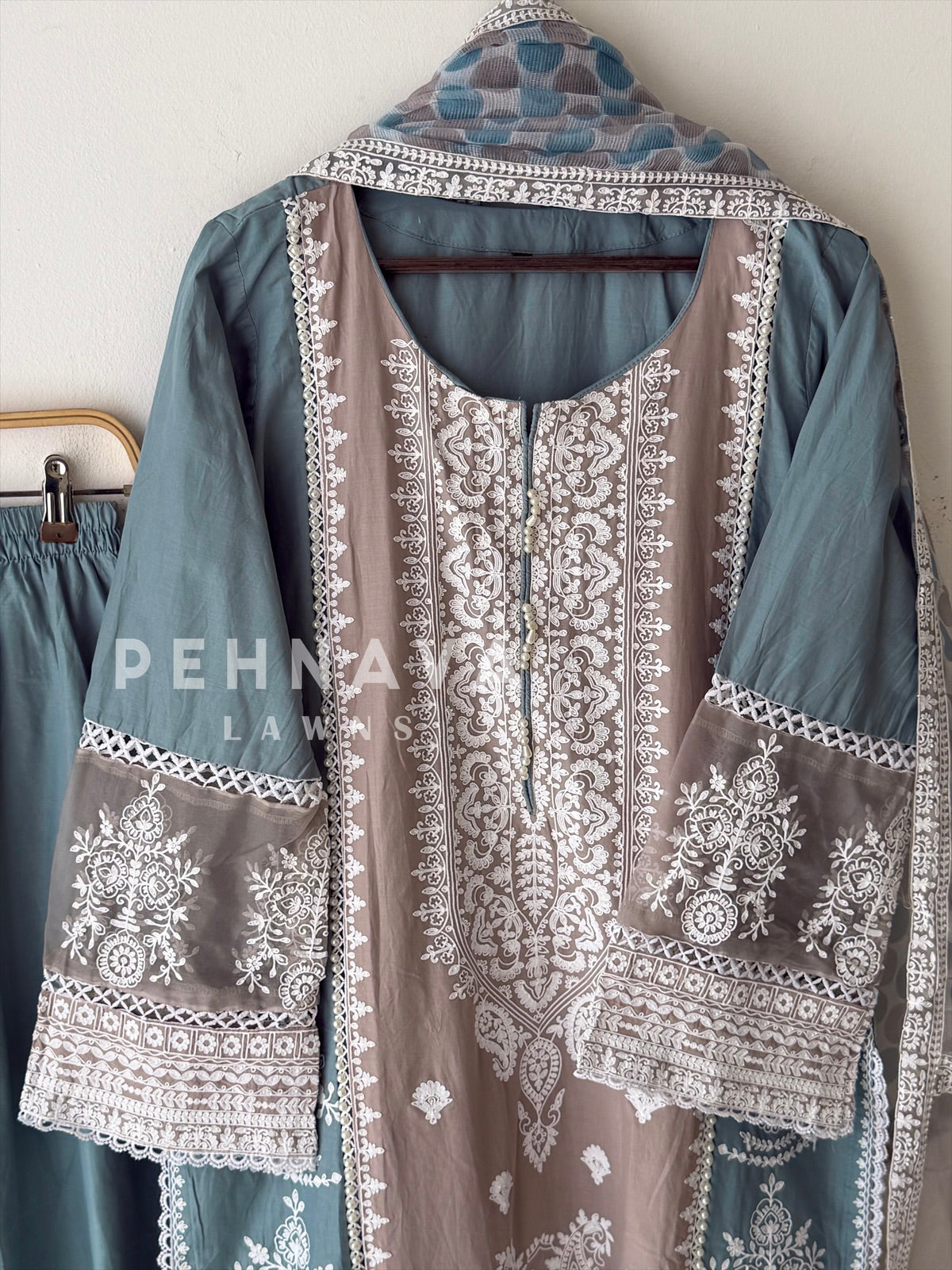 Cotton Embroidered Three Piece Set-5517