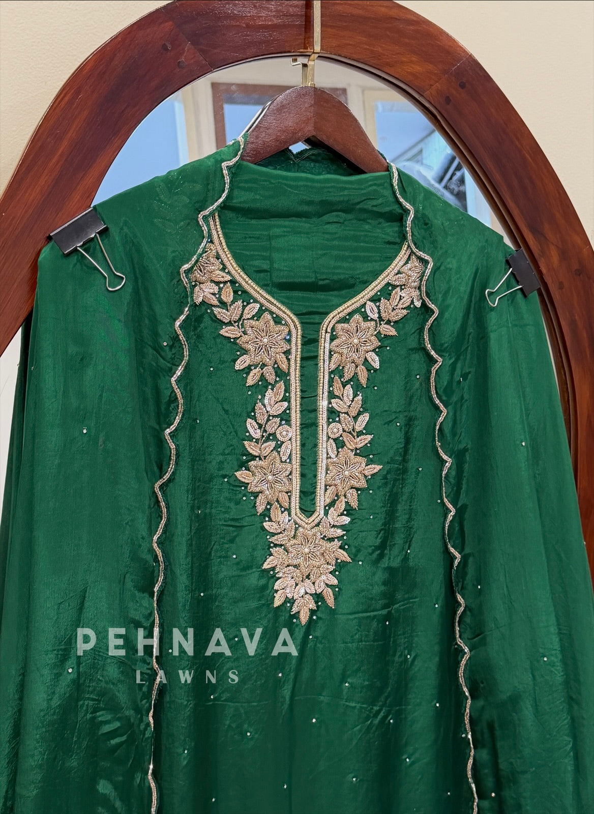 Premium Crepe Handworked Unstitched Suit H 5190