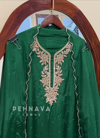 Premium Crepe Handworked Unstitched Suit H 5190