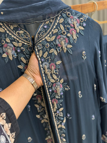 Premium Jacket Dress With Floral Handwork