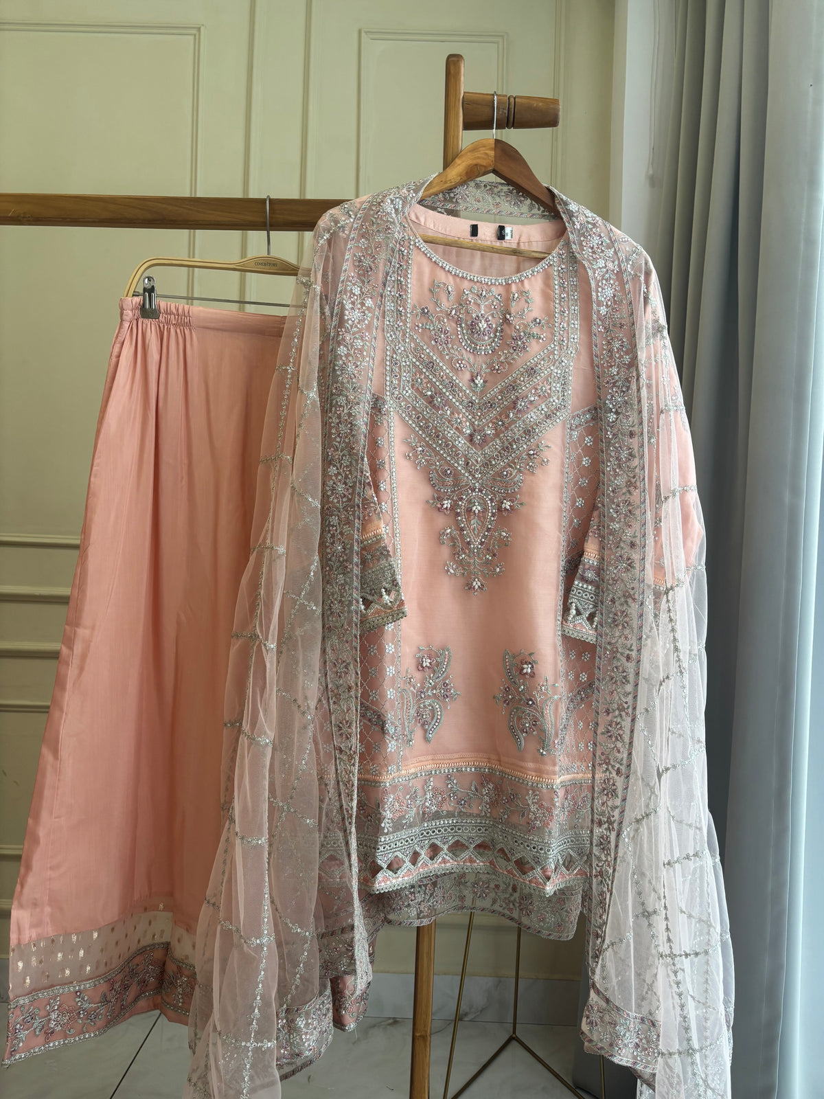 Organza Heavy Handworked Suit-5173