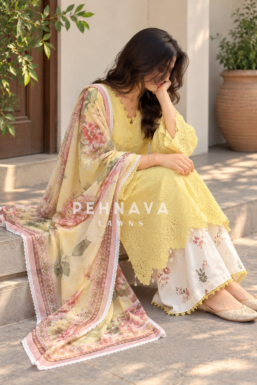 Floral Embroidered Three Piece Set 1218