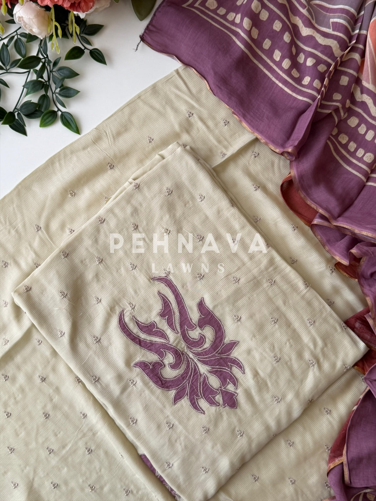 Cotacheck Embroidered Unstitched Suit-4070 - Pehnava Lawns