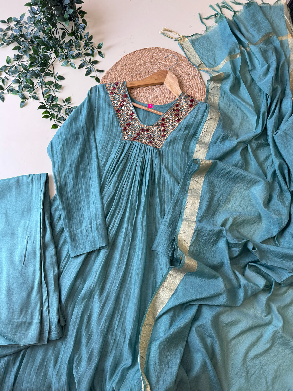 Premium mul chandheri embroidered  suit-4715