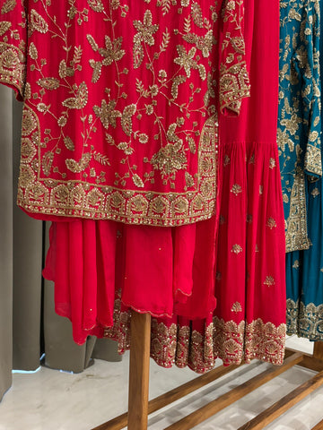 Heavy Hand-worked suit with wide sharara-7490