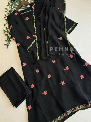 Embroidered Glass Chanderi Three-Piece Set RR113 - Pehnava Lawns