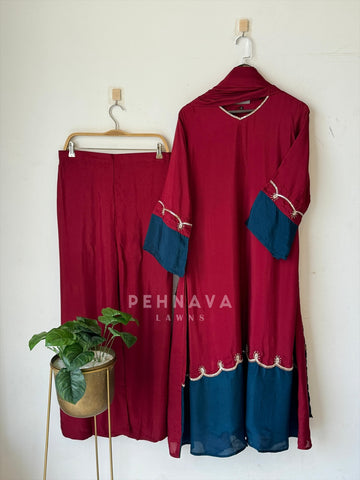 Premium Scallop Border Silk Suit