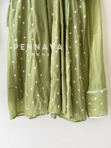 Floral Embroidered Imported Suit-13161