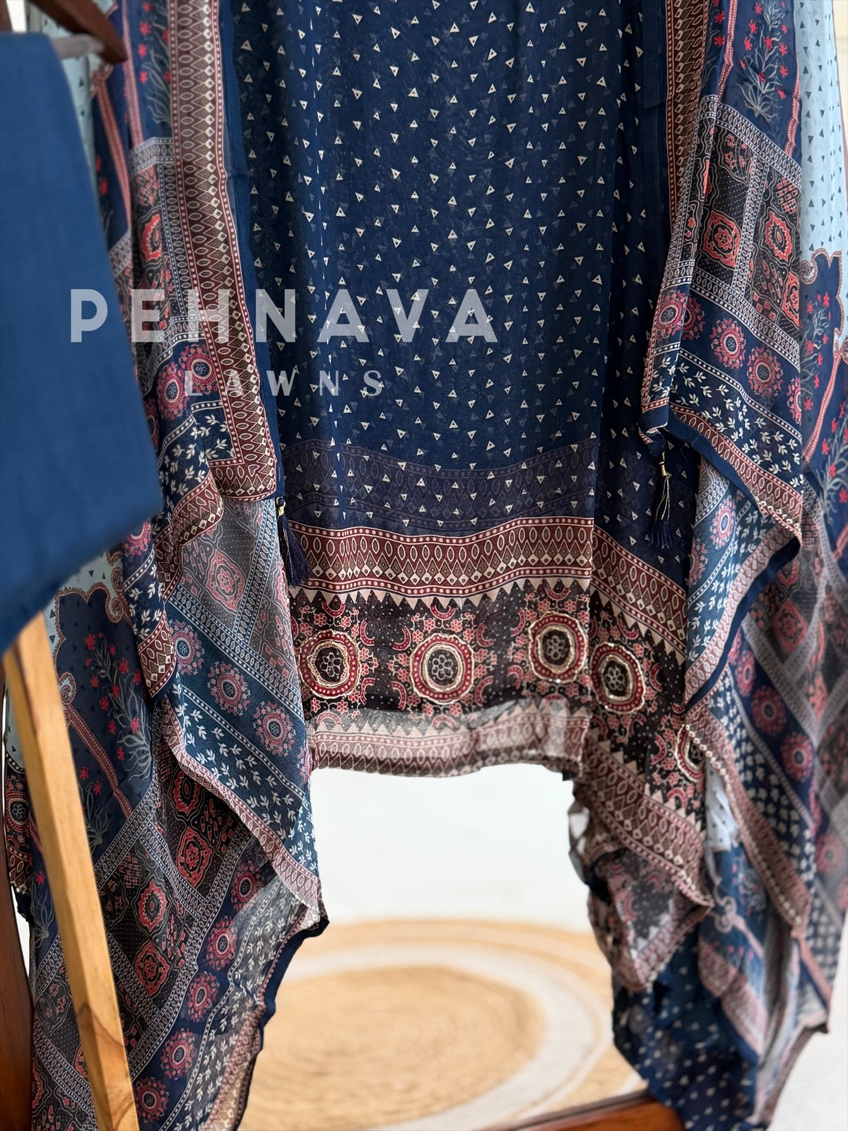 Ajrak Yoke Unstitched Suit
