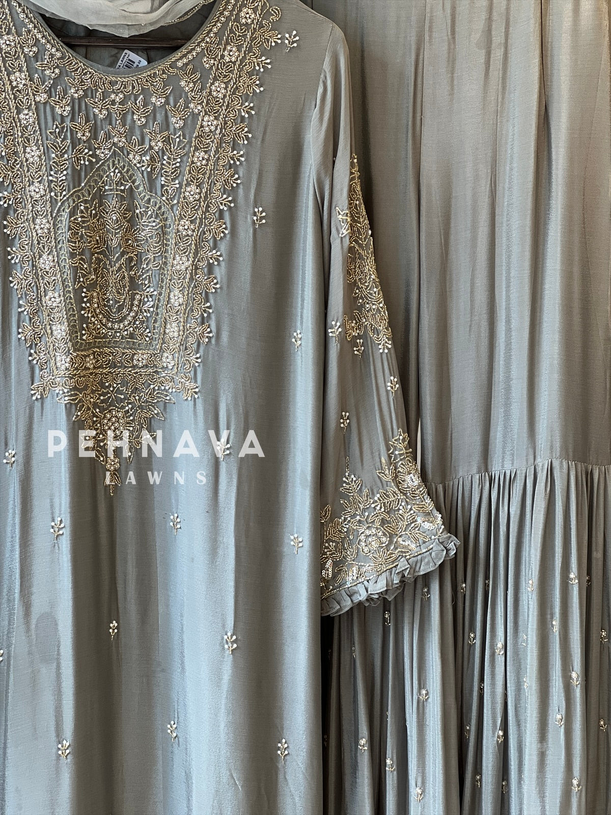 Heavily Handworked Sharara with Pure Chiffon Dupata