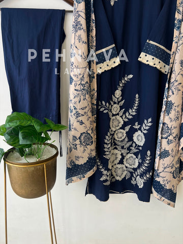 Floral Embroidered Cotton Suit