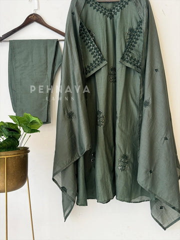Chanderi Embroidered Suit Set 3220 - Pehnava Lawns