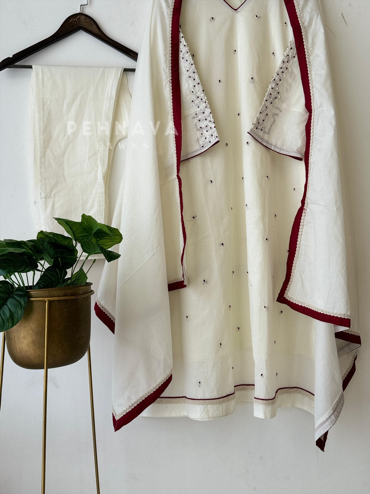 French Knot detailed Suit Set - Pehnava Lawns