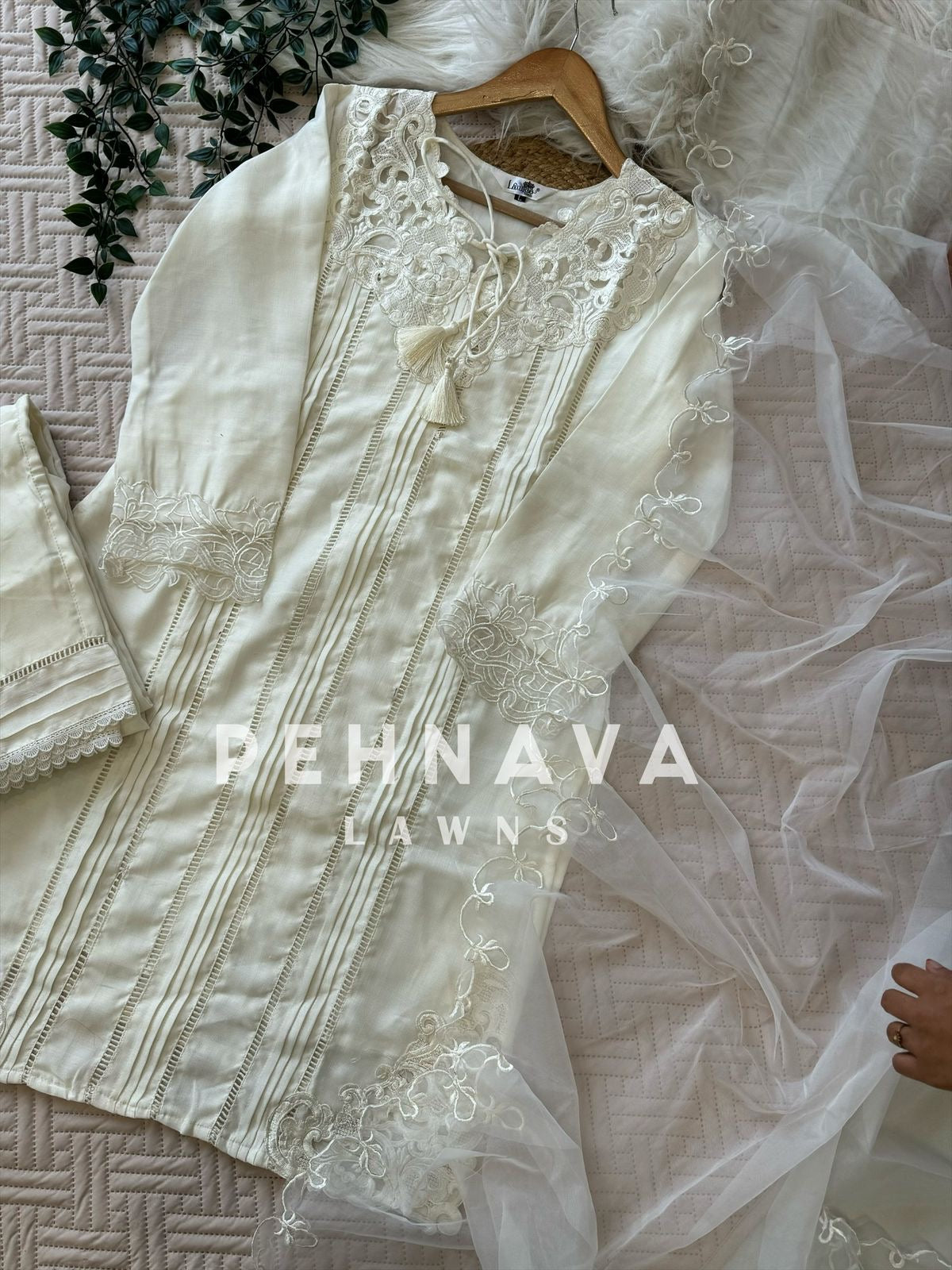 Designer Tunic Dress with embroidered organza Dupatta