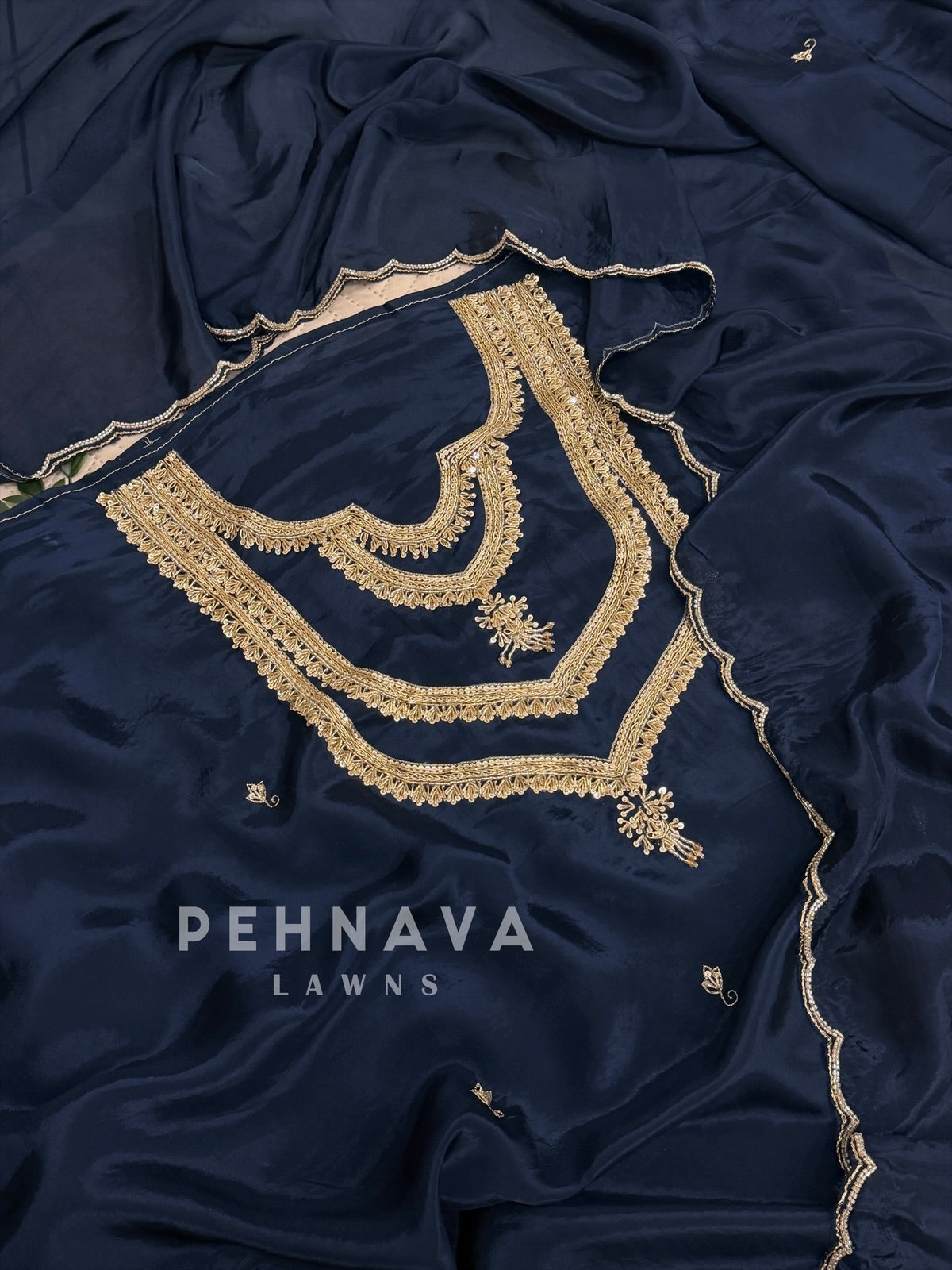 Premium Neck Emblished Unstitched Suit