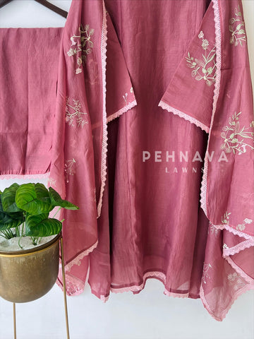 Lace-Trimmed Embroidered Suit-4139 - Pehnava Lawns