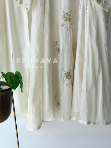 Rose Embroidered Panel Three Piece Set-N3022