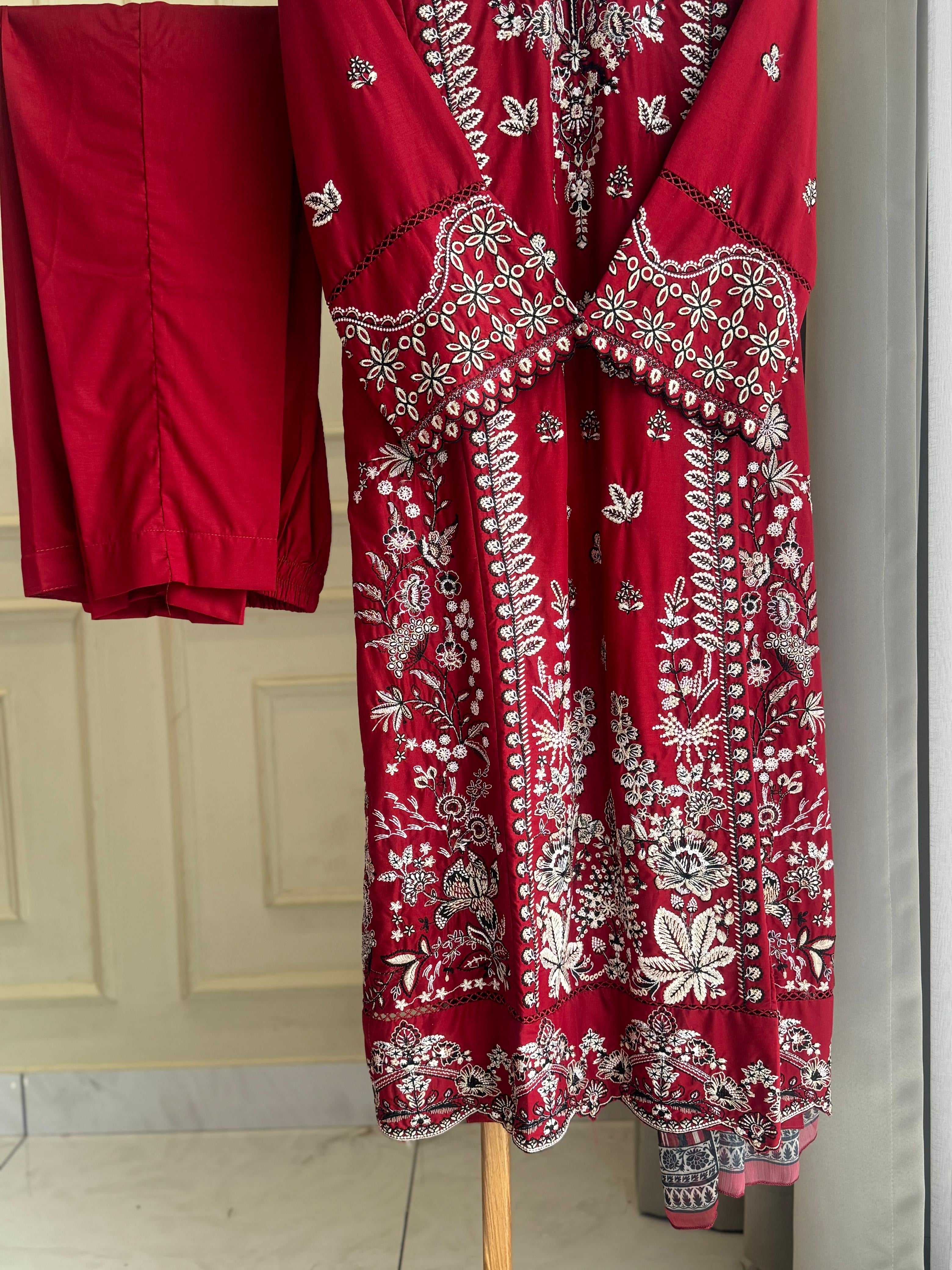 Binsaeed Pakistani Embroidered lawn Suit-0853