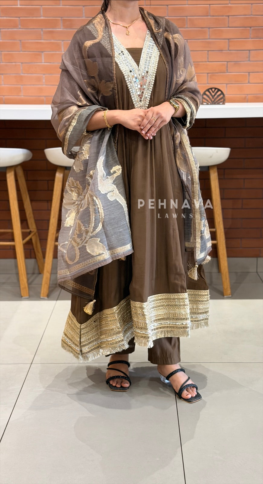 Mirror Detailed Anarkali Suit Set -Mahal 223