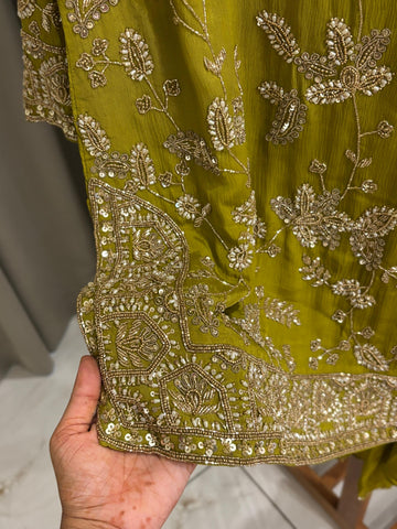 Heavy Hand-worked suit with wide sharara-7490