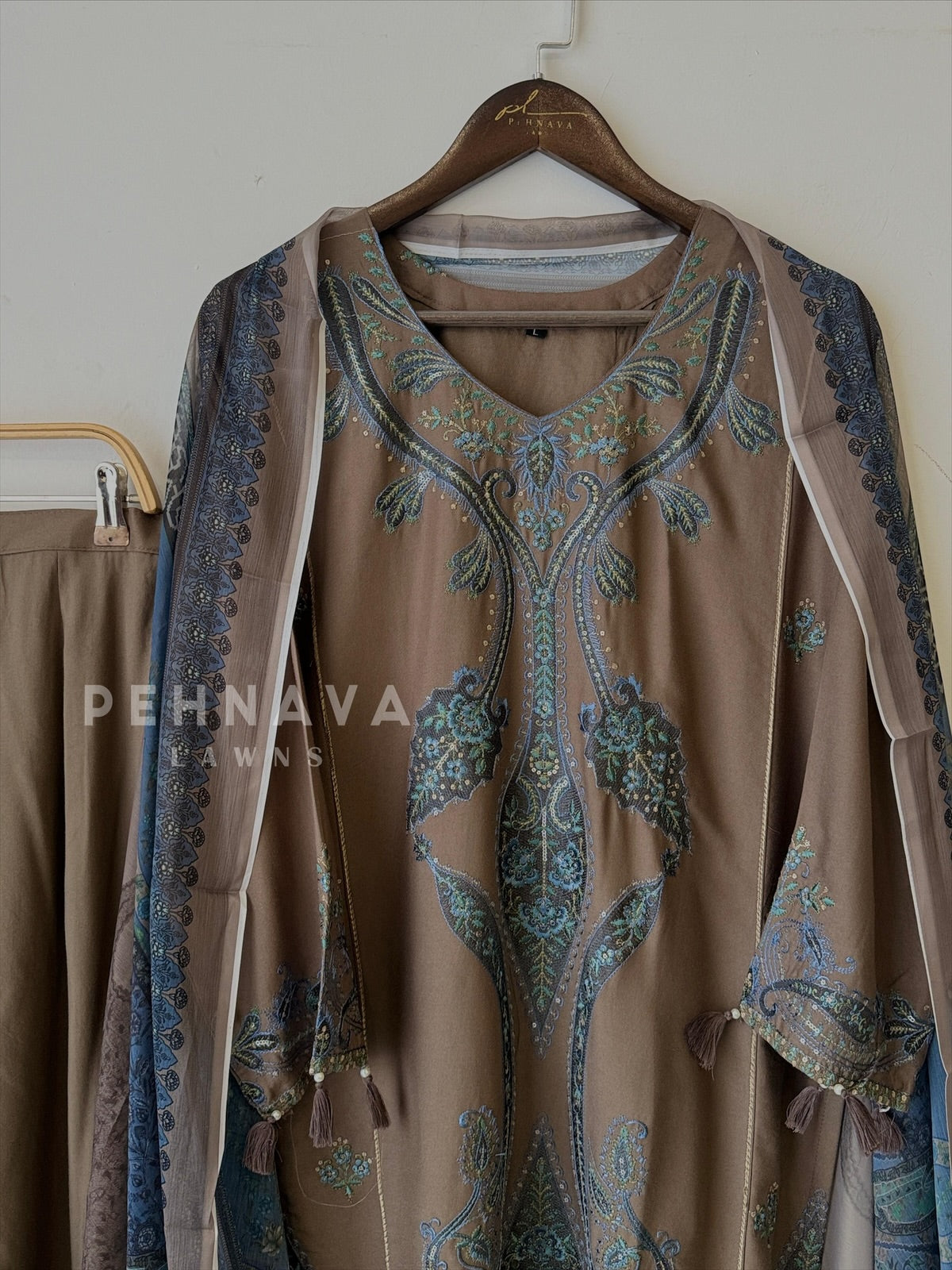 Floral Embroidered Rayon Suit