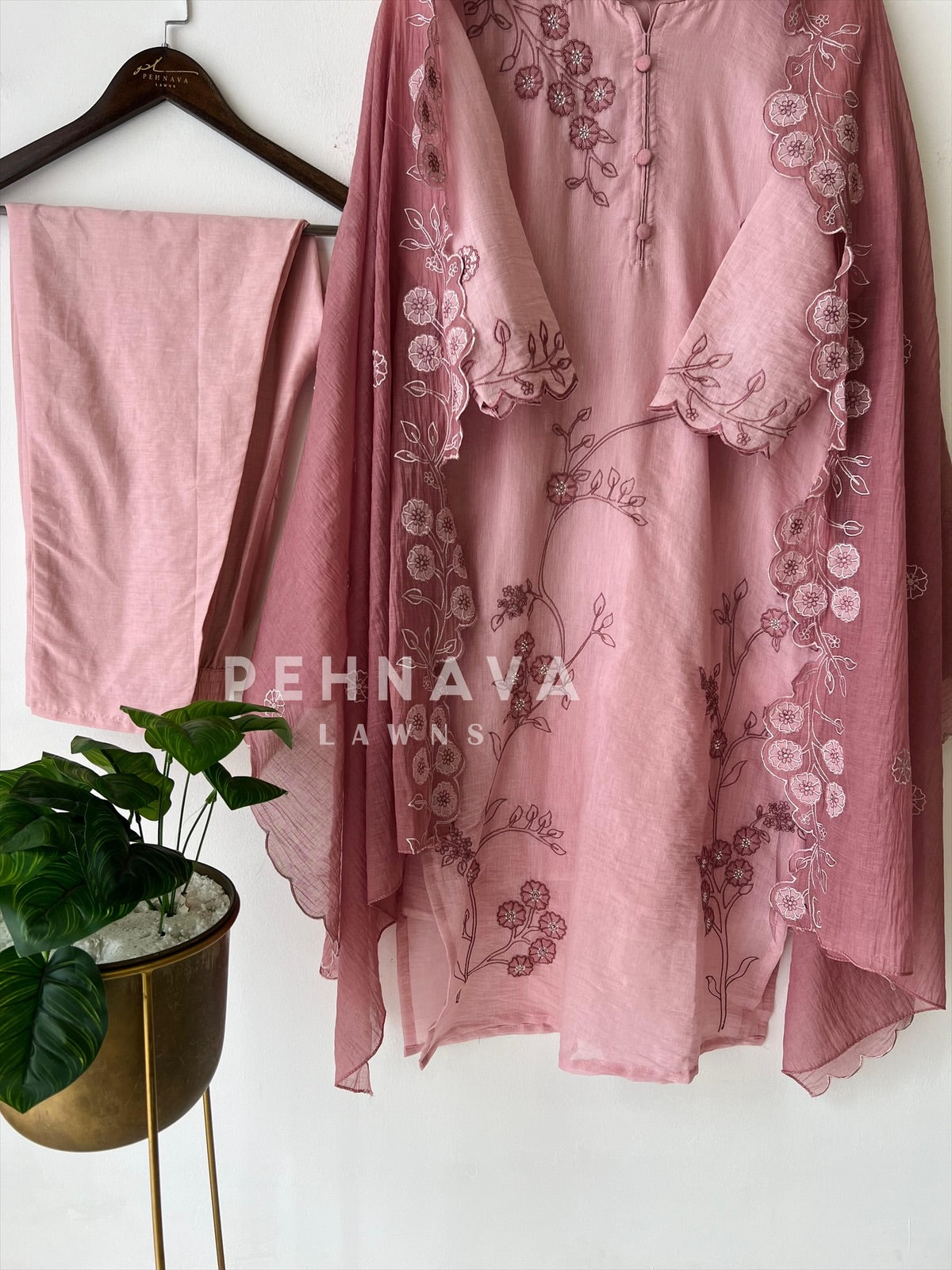 Floral Vine Embroidered Ensemble-6236