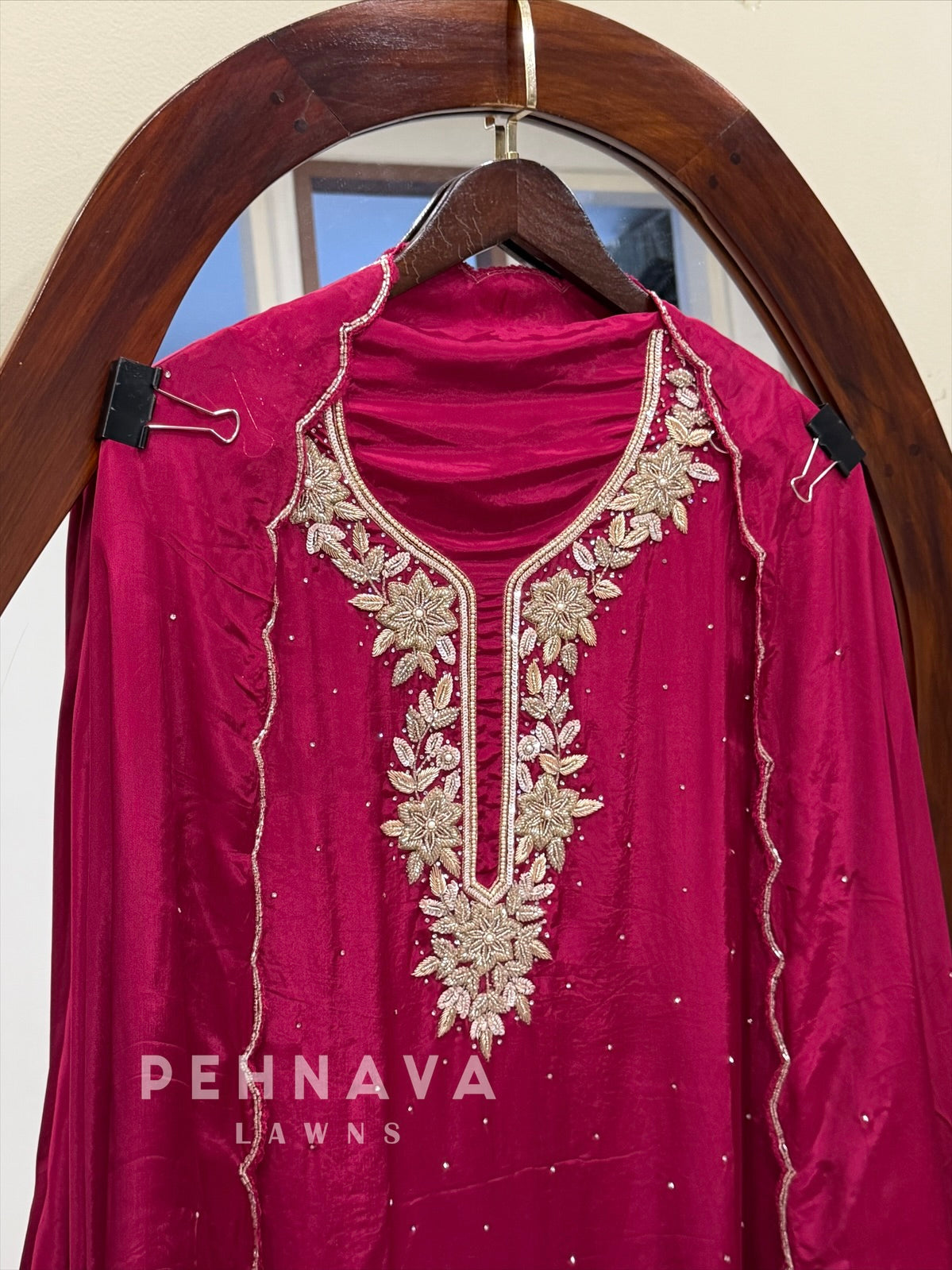 Premium Crepe Handworked Unstitched Suit H 5190