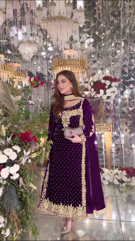 Viscous Velvet Designer Suit-2864