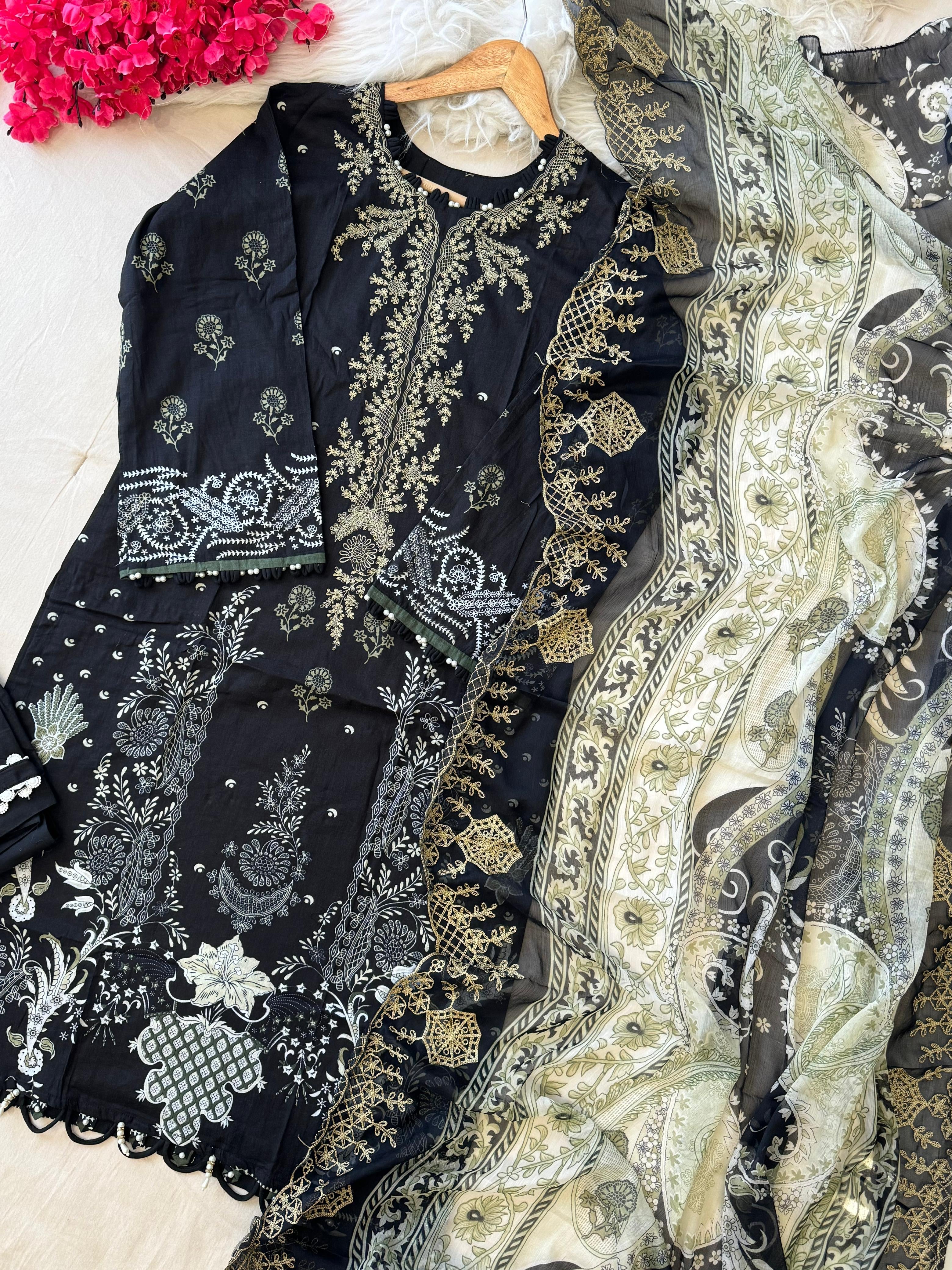 Black Block Printed Pakistani Suit