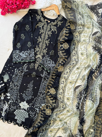 Black Block Printed Pakistani Suit