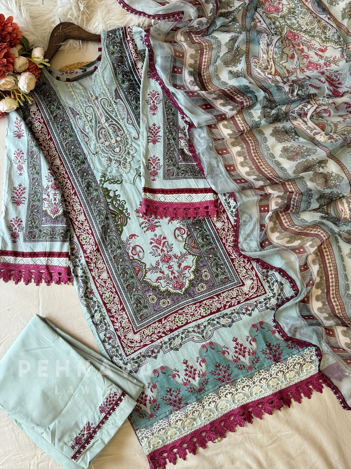 Paki Printed casual suit with dupatta-AZ-1393 - Pehnava Lawns
