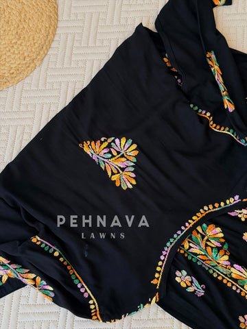 Multi black Chikankari Set