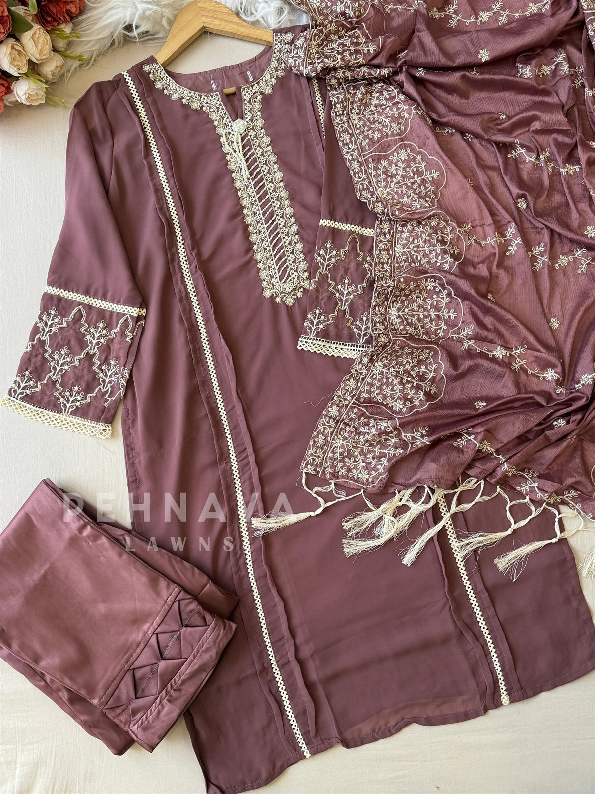 Embroidered Chiffon Suit Set