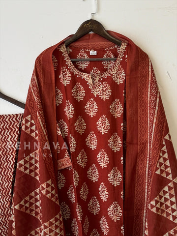 Intricate Block-Printed Cotton Suit Set