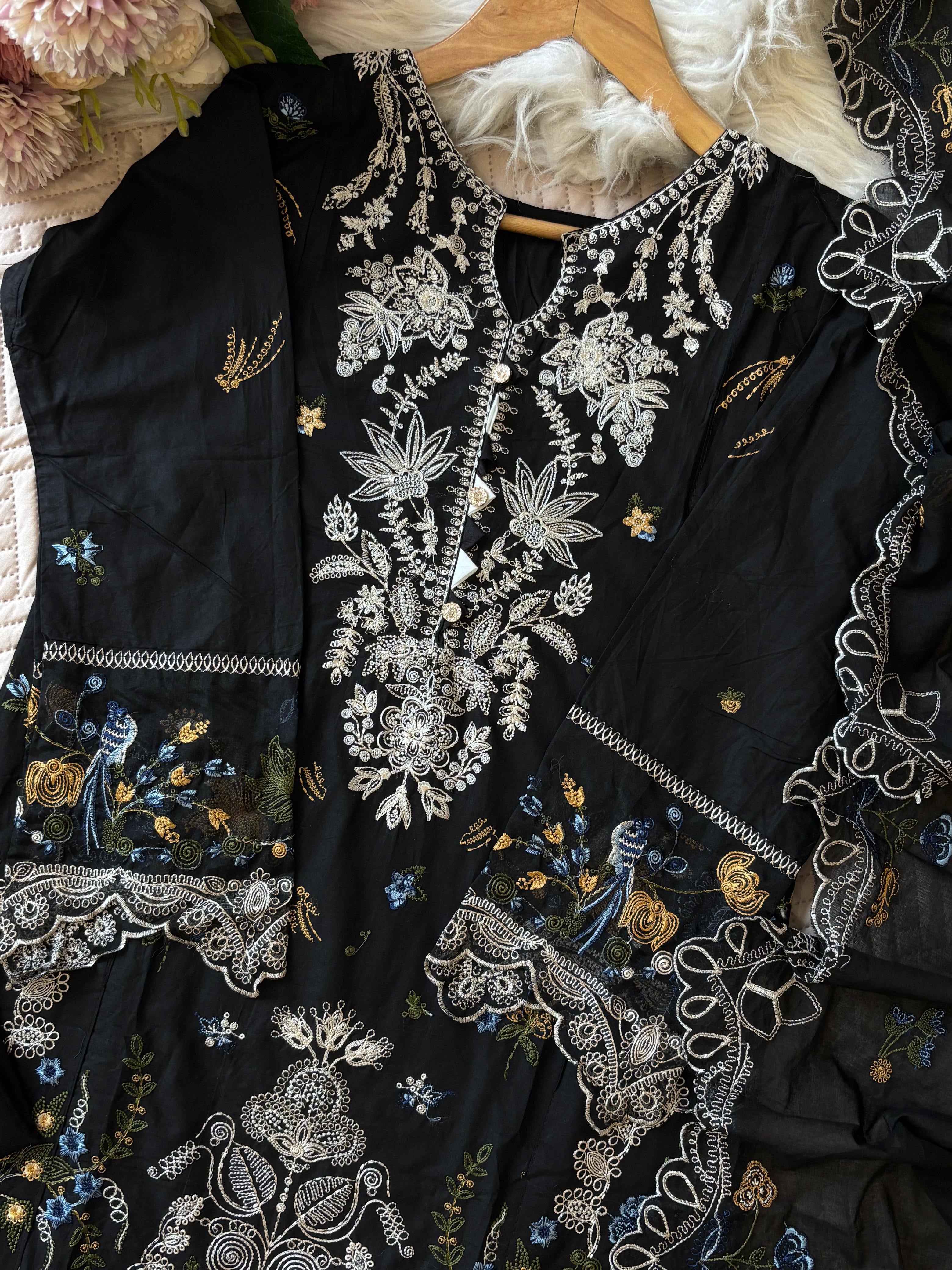 Cotton Embroidered Suit-2251