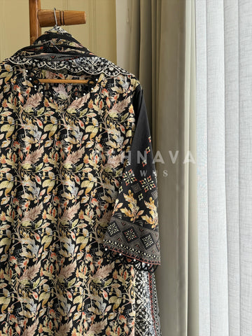 Printed Suit ft Embroidered  and Lace Detailing