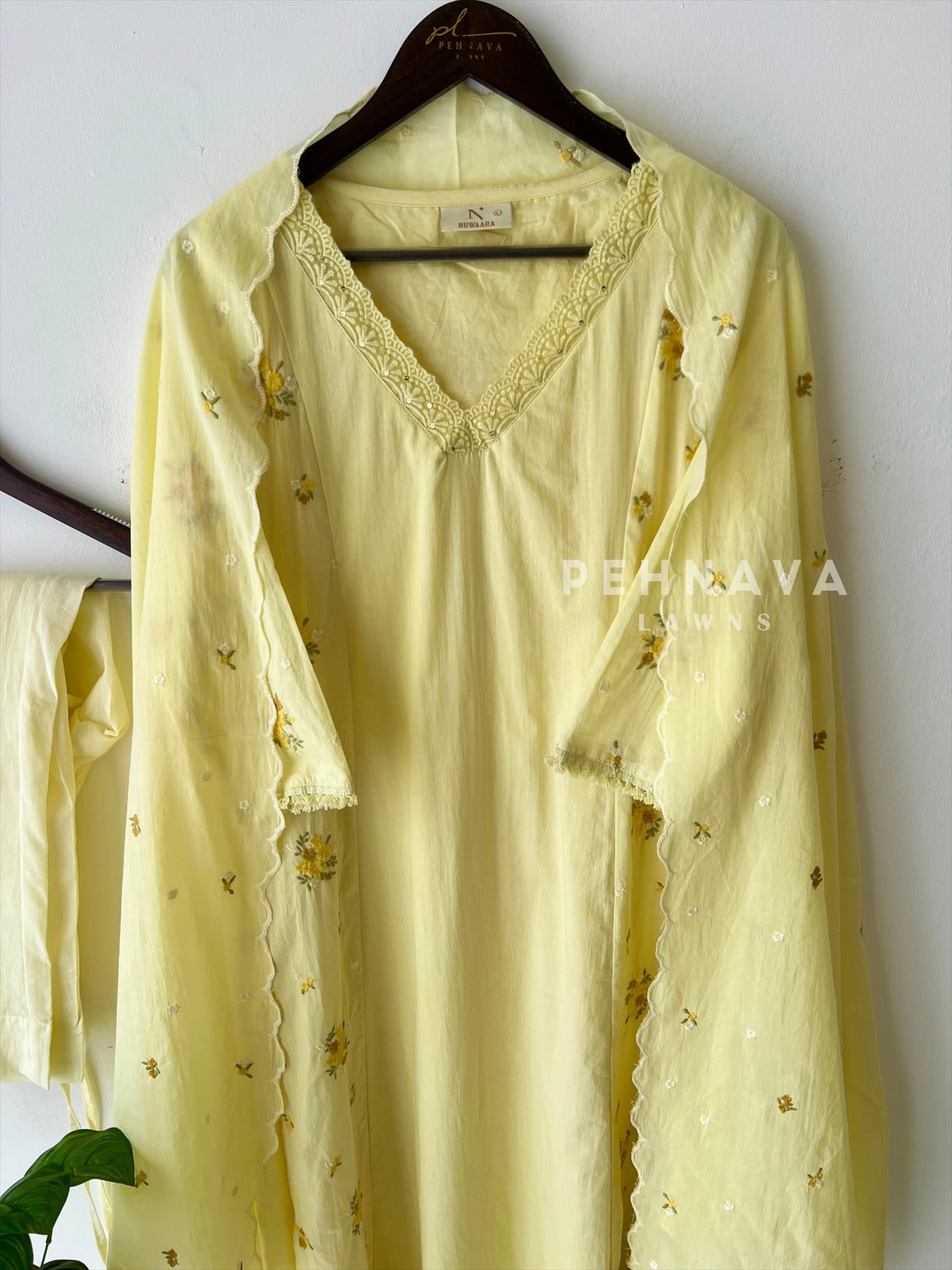 Panel Cut Embroidered Suit-16566