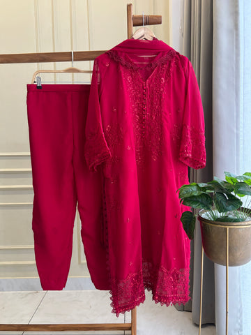 Georgette Red Party wear Dress