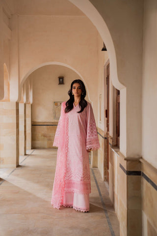Azzal luxurious stitched embroidered suit - CORAL - Pehnava Lawns