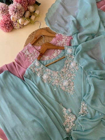 Chinnon handworked suit with Neck detailings