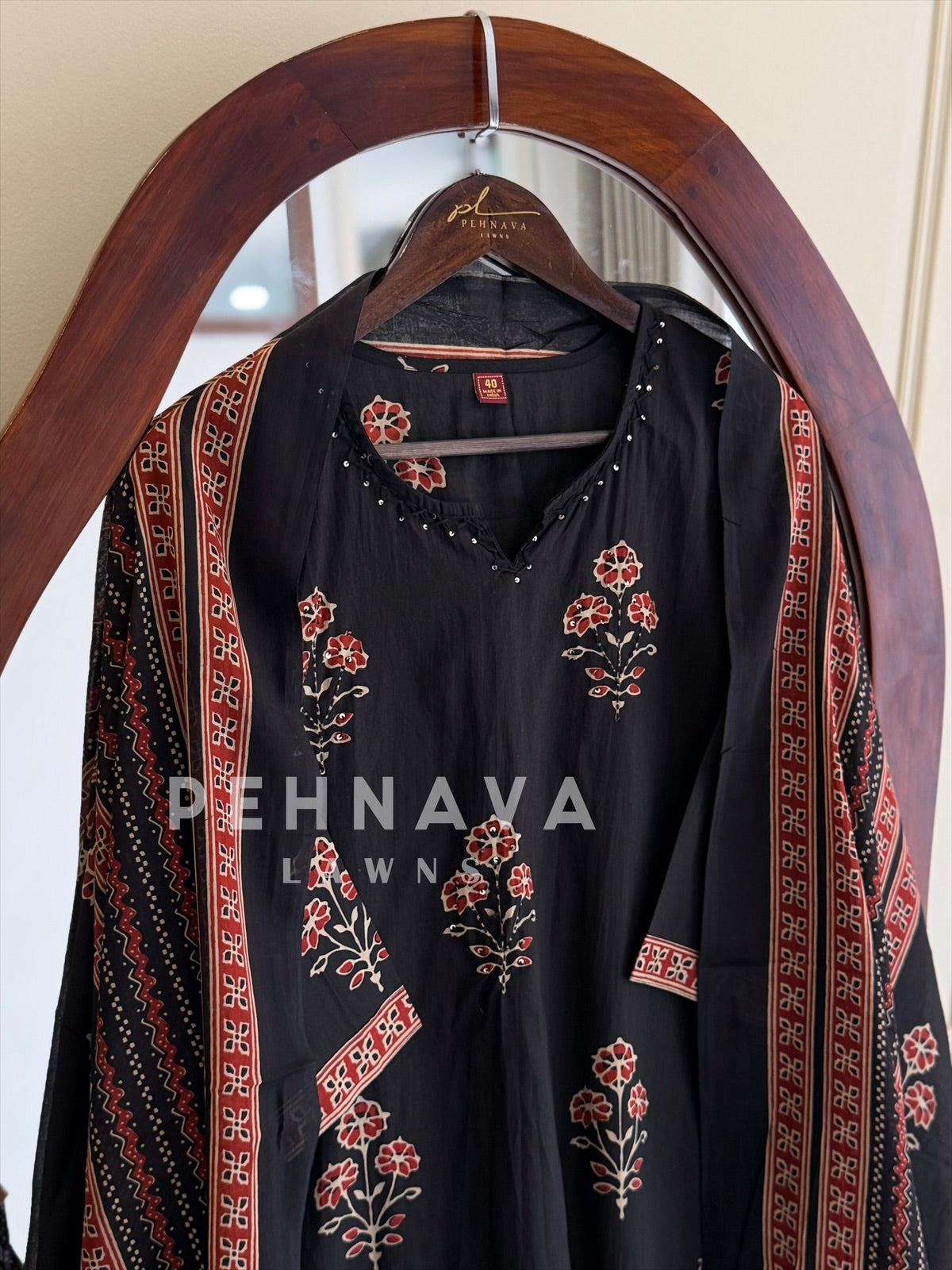 Floral Block Print Suit Set-18193