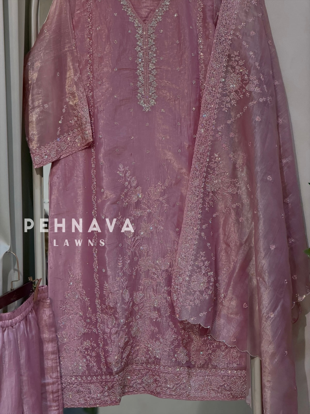 Crinkle Tissue Organza Three Piece Suit