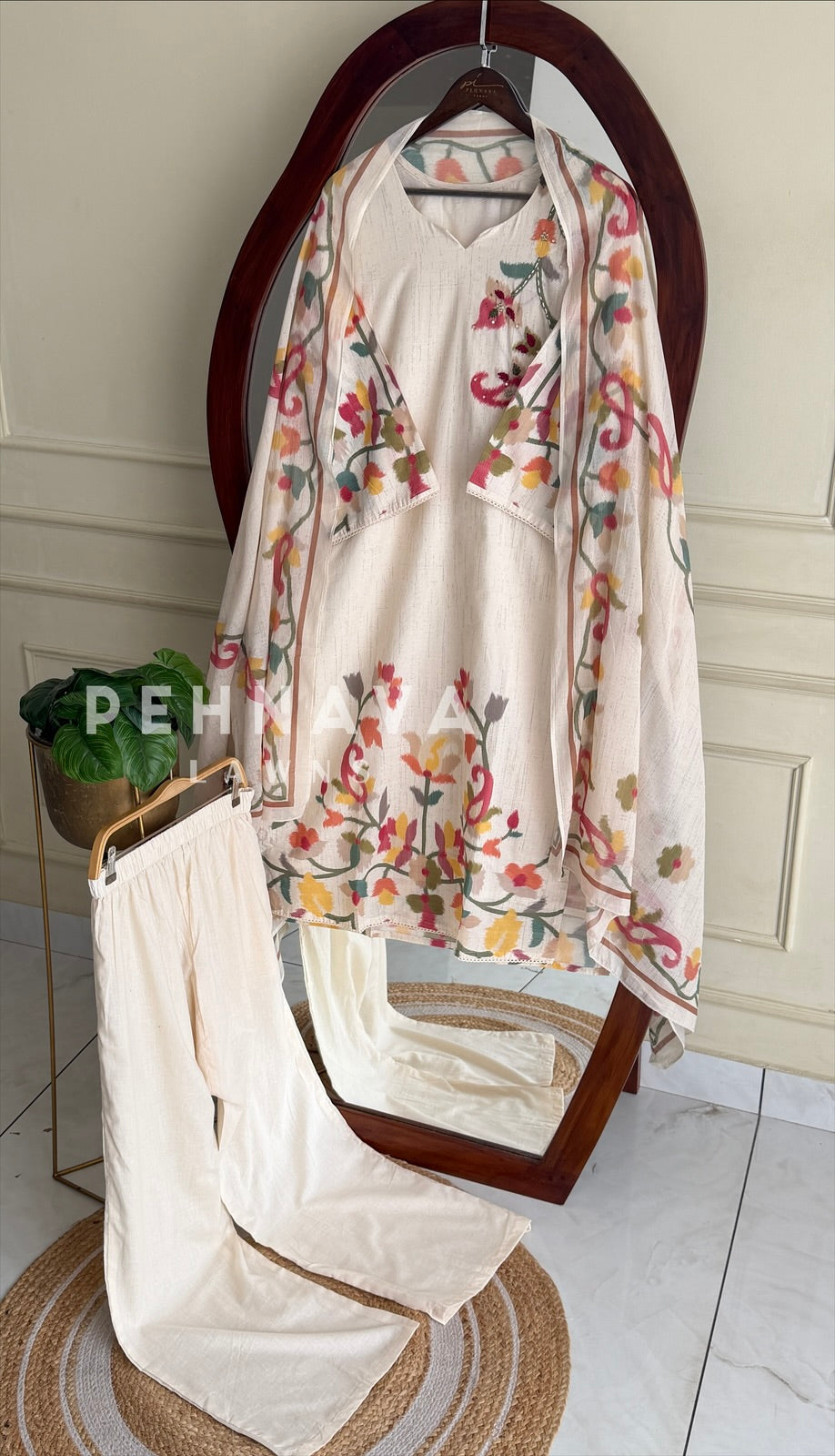Floral Print Cotton Suit