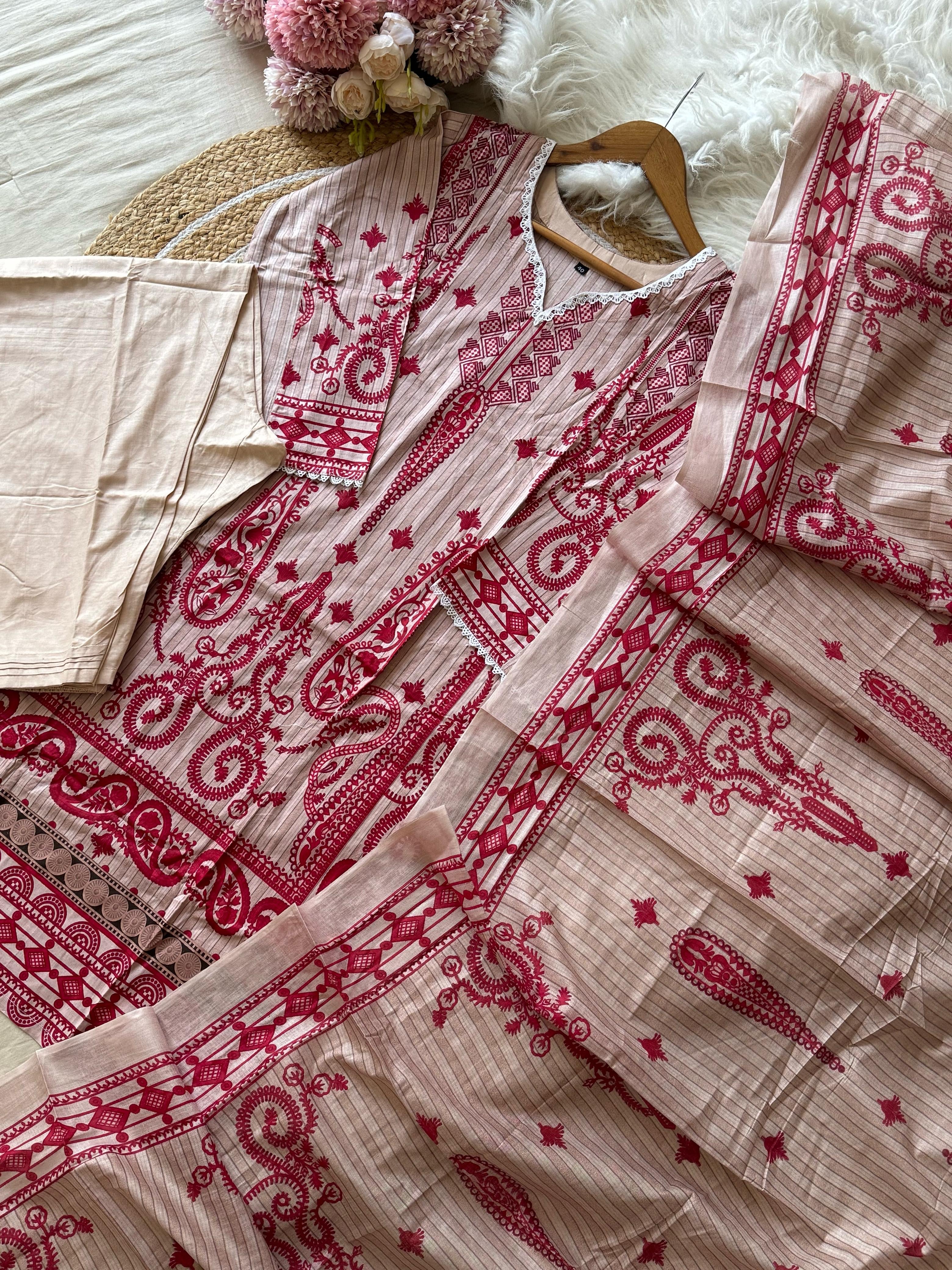 Cotton Pakistani Suit Featuring Laces and Pockets-4