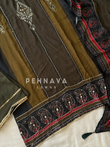 Muslin Unstitched Suit-KT-354 - Pehnava Lawns