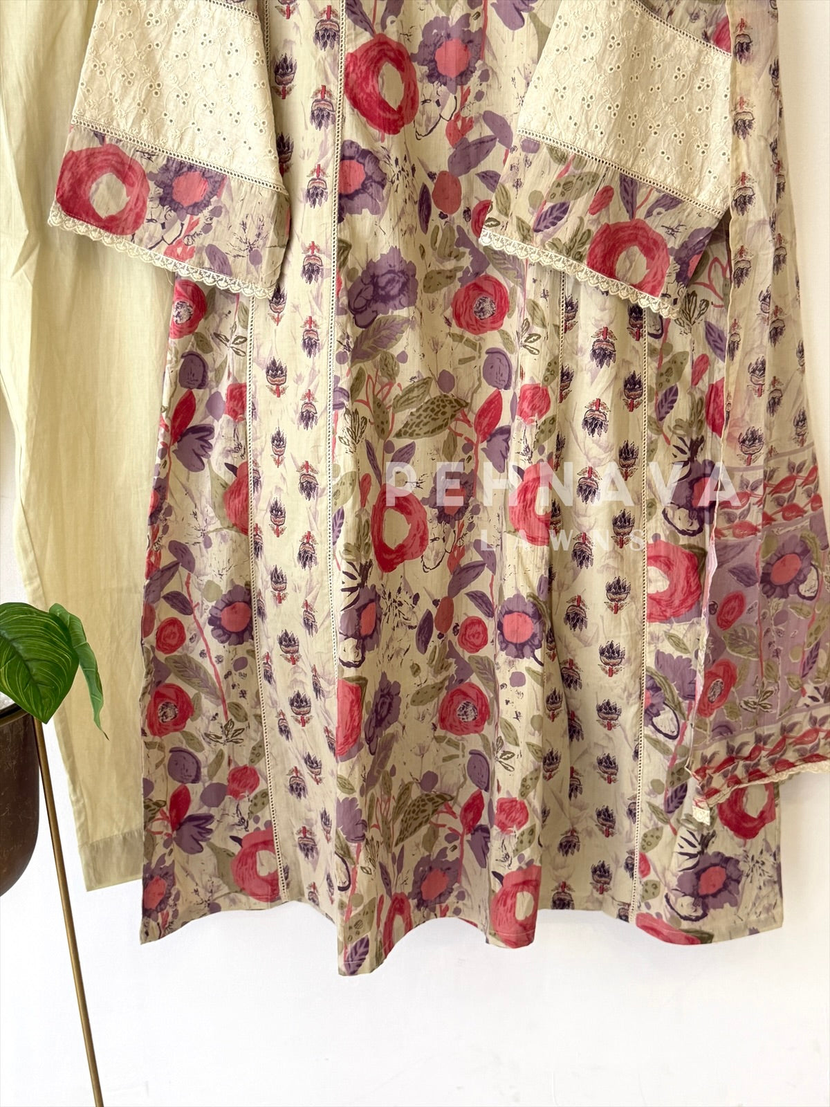 Floral Printed A-Line Three-Piece Set-13104