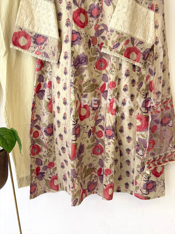 Floral Printed A-Line Three-Piece Set-13104