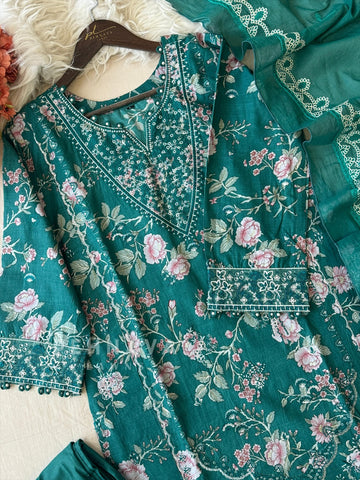 Classic Floral Embroidery Cotton Suit Set-1472